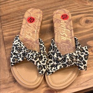 Blowfish Tan Leopard Print Bow Sandals